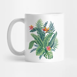 Tropical Banana Monstera Palm Leaves & Flowers Mug